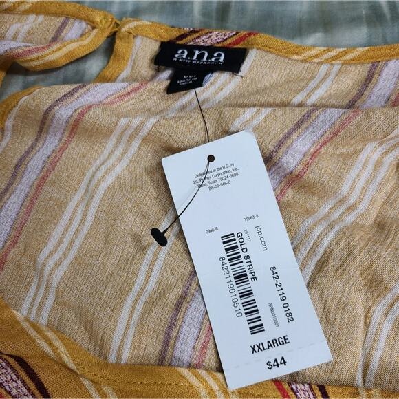 BLOUSE Nwt Ana Yellow Gold Stripe Oversized blouse xxl - Picture 10 of 10